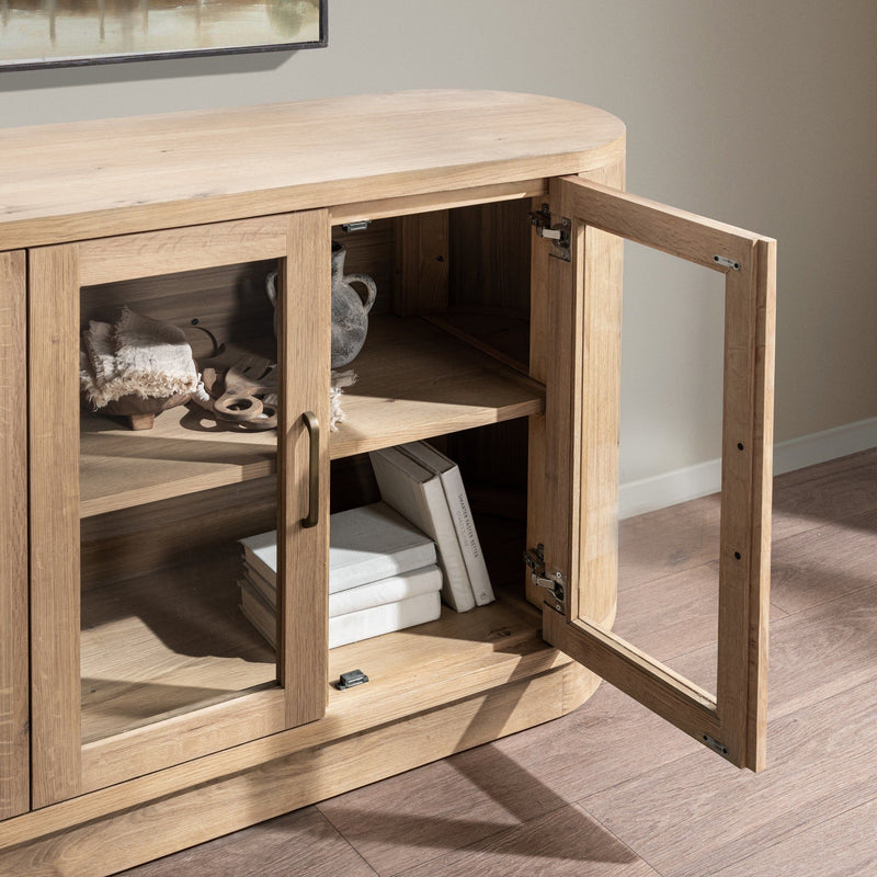 Classic Home Vander 4-door buffet with sleek wood finish and ample storage, showcasing a stylish and functional buffet for dining spaces.
