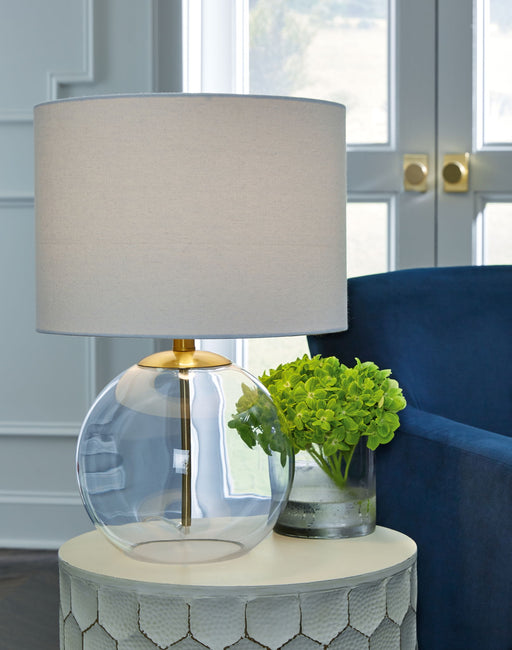 Samder - Glass Table Lamp  - White - R&R Furniture Gallery (Fountain Valley, CA)
