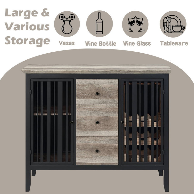 Zudora - Server - Antique Oak & Sandy Black - R&R Furniture Gallery (Fountain Valley, CA)