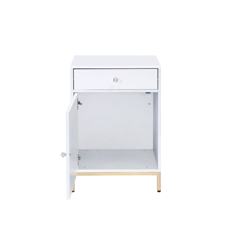 Ottey - Cabinet - White High Gloss & Gold - R&R Furniture Gallery (Fountain Valley, CA)