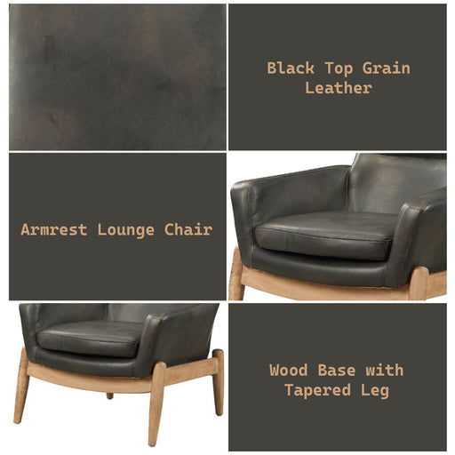 Dolphin - Accent Chair - Black Top Grain Leather - R&R Furniture Gallery (Fountain Valley, CA)