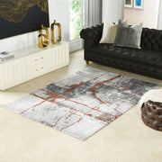 Quarry - 5' X 6.5' Abstract Area Rug - Gray / Orange - R&R Furniture Gallery (Fountain Valley, CA)