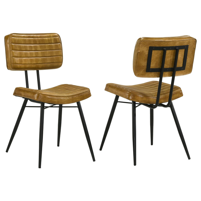 Misty Leather Upholstered Dining Side Chair Camel (Set of 2)