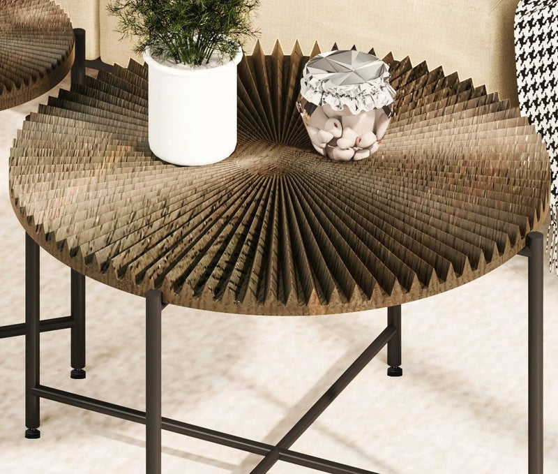 Radial - Pattern Coffee And End Table Set Waterproof Cover, Distressed Cylindrical Design (Set of 2) - R&R Furniture Gallery (Fountain Valley, CA)