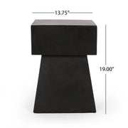 Black outdoor side table by Noble House, patio end table with a sleek design, perfect for outdoor living spaces.