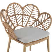 Kirk - Outdoor Wicker Peacock Shape Papasan Style Chair, Teak Finished Leg (Set of 2) - Beige / Light Brown / Light Teak - R&R Furniture Gallery (Fountain Valley, CA)