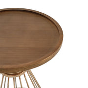 Hollow - Edge Retro Art Pine Side Table With Antique And Natural Color, Iron And Pine Construction - Antique Gold / Natural - R&R Furniture Gallery (Fountain Valley, CA)