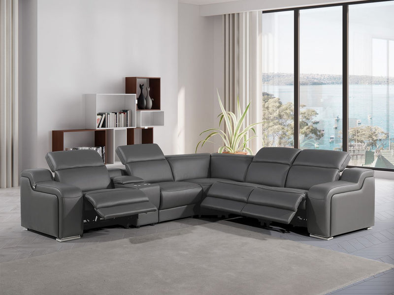 1246 - 6-Piece L-Shaped Modular Power Reclining Sectional With 3 Power Recliners And Power Headrests - R&R Furniture Gallery (Fountain Valley, CA)