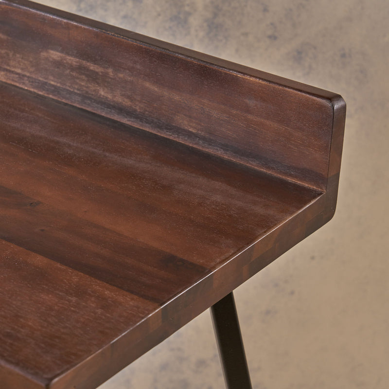 Outdoor Bar Stool With Low Backrests And Wood Seats (Set of 2) - Dark Brown / Black - R&R Furniture Gallery (Fountain Valley, CA)