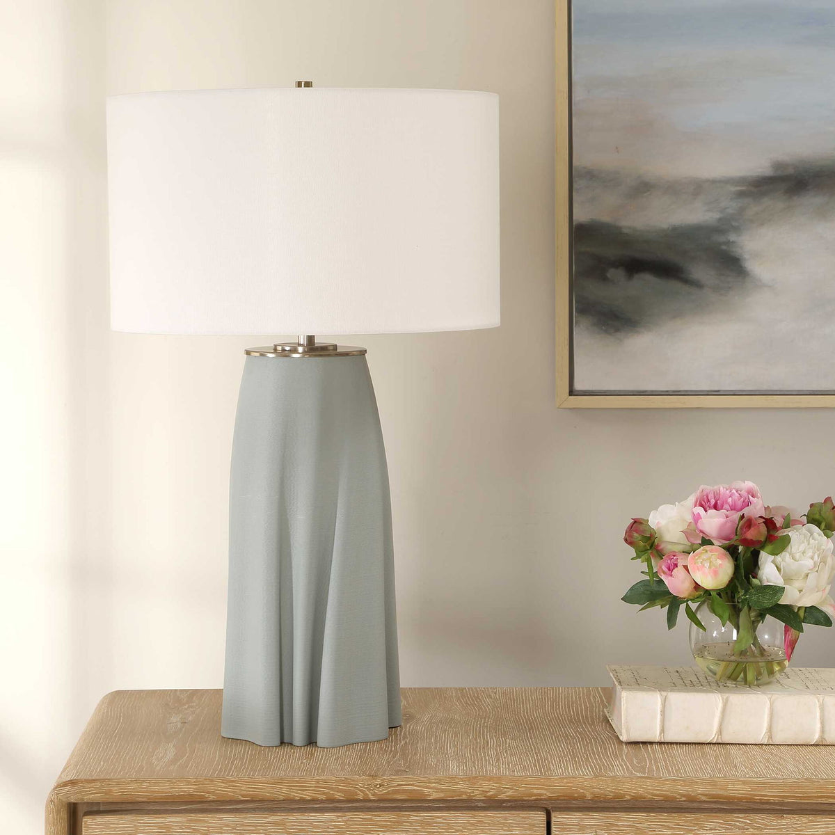 Cover Up - Sculpted Table Lamp - Blue / Silver