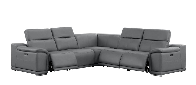 2679 - 5-Piece L-Shaped Power Reclining Sectional In Genuine Leather (3 Recliners)