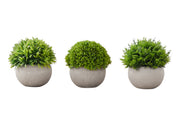 5" Tall, Artificial Plant, Grass, Indoor, Faux, Fake, Table, Greenery, Potted, Decorative (Set of 3) - Green / Gray - R&R Furniture Gallery (Fountain Valley, CA)