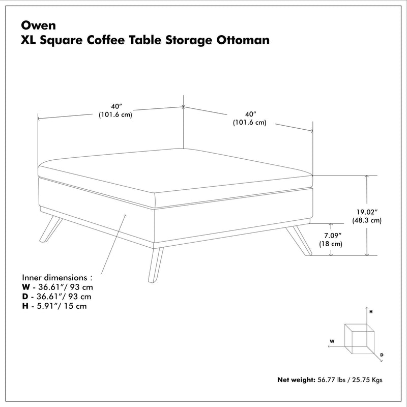 Owen - Multifunctional Square Coffee Table Storage Ottoman - R&R Furniture Gallery (Fountain Valley, CA)
