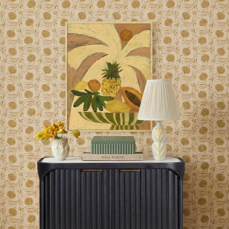 Cream Edith TOV Furniture curved papier mache flower pleated table lamp with intricate floral design and soft lighting.