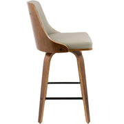 Set of two Lumi Source Gianna mid-century modern counter stools with wooden legs and upholstered seats.