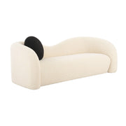 Beige Leonie stationary sofa by TOV Furniture with faux shearling upholstery, featuring plush cushions and modern design.
