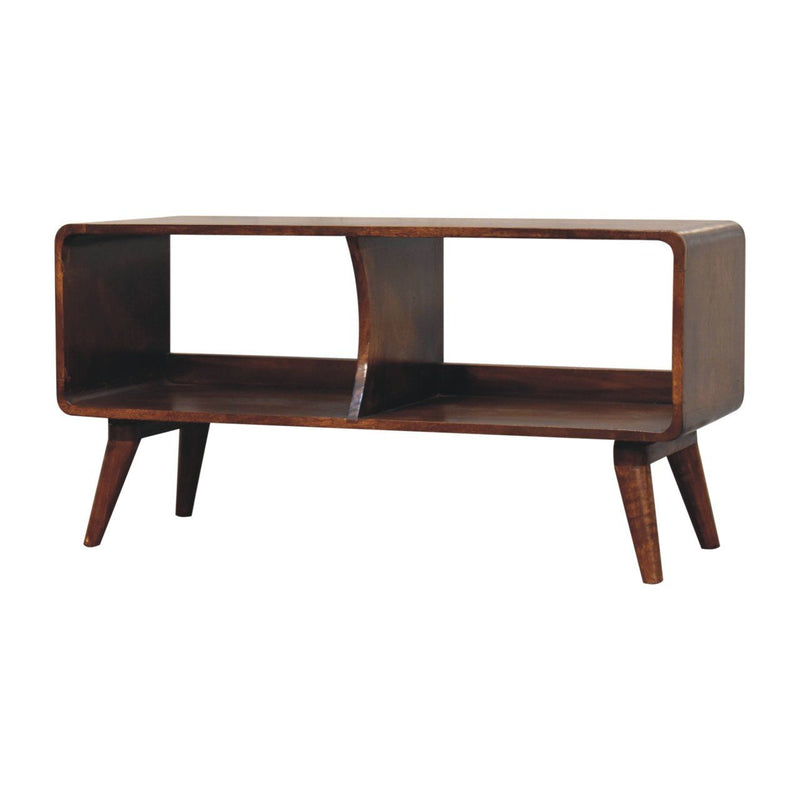 Curved Double Slot Media Unit - Dark Brown - R&R Furniture Gallery (Fountain Valley, CA)