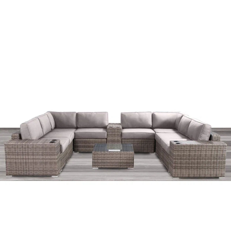 Modern Patio Rattan Sectional Set With Cushions - R&R Furniture Gallery (Fountain Valley, CA)