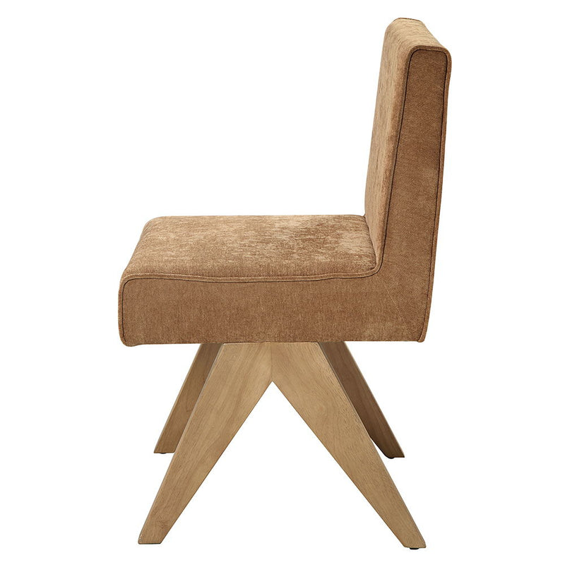Zoey - Side Chair (Set of 2) - Chocolate Chenille & Oak - R&R Furniture Gallery (Fountain Valley, CA)