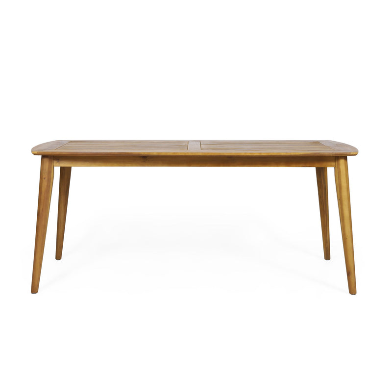 Noble House outdoor teak dining table with sturdy frame, perfect for patio or garden outdoor dining areas.