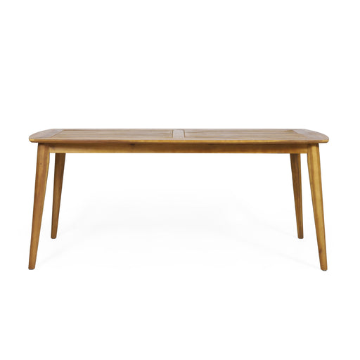 Noble House outdoor teak dining table with sturdy frame, perfect for patio or garden outdoor dining areas.