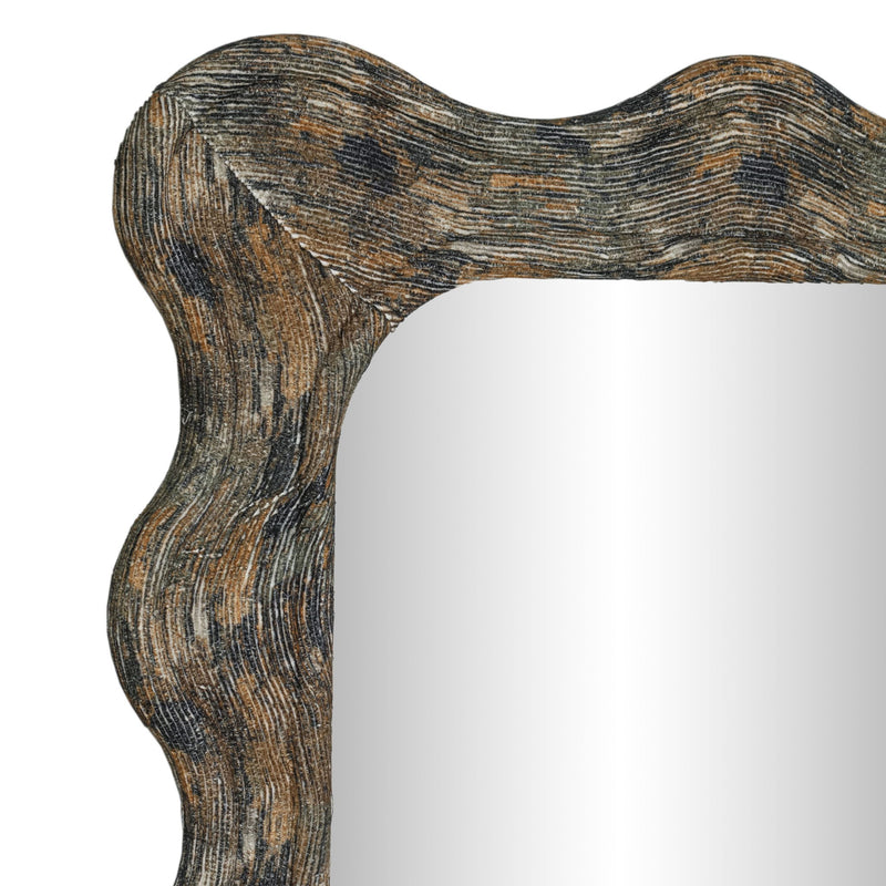 TOV Furniture Charlene 39x75-inch squiggle watercolor print wall mirror with unique abstract design.