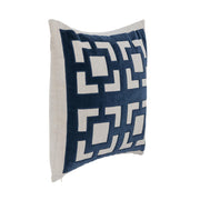 Classic Home Navy Blue NV Corbin Accent Pillow, 22x22 inches, with textured fabric and decorative design.