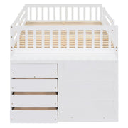 DreamHaus bunk bed with four drawers and three shelves, featuring a sturdy wooden frame and modern design for kids' bedrooms.