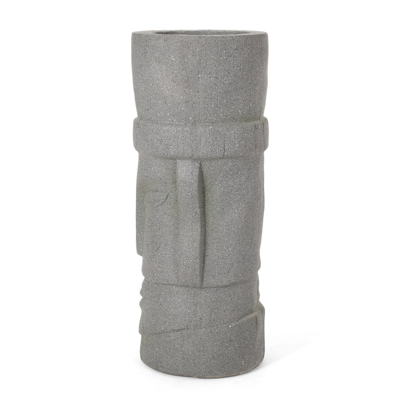 Stone gray Noble House classic flower planter made of magnesium oxide, with a textured, durable exterior suitable for indoor or outdoor use.