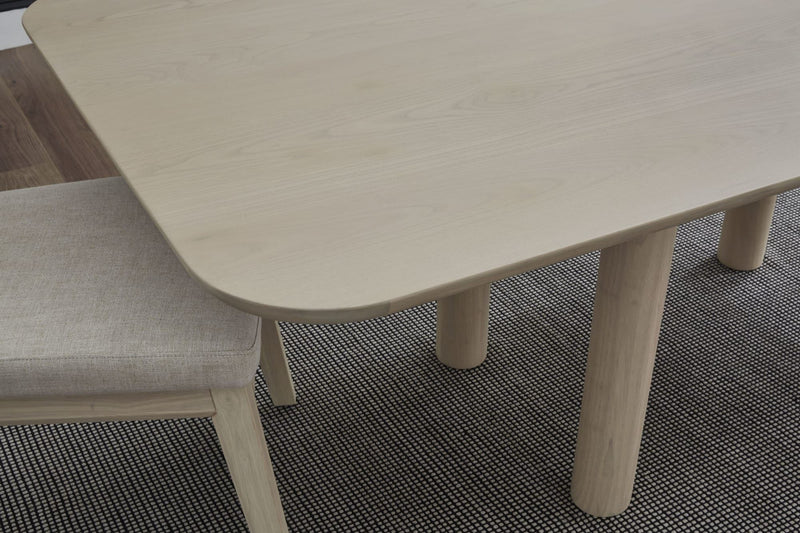 Liv Solid Wood Dining Chair in White Sand and Natural Linen