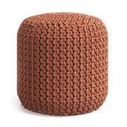 Wynne - Round Knitted Outdoor / Indoor Pouf - Orange - R&R Furniture Gallery (Fountain Valley, CA)