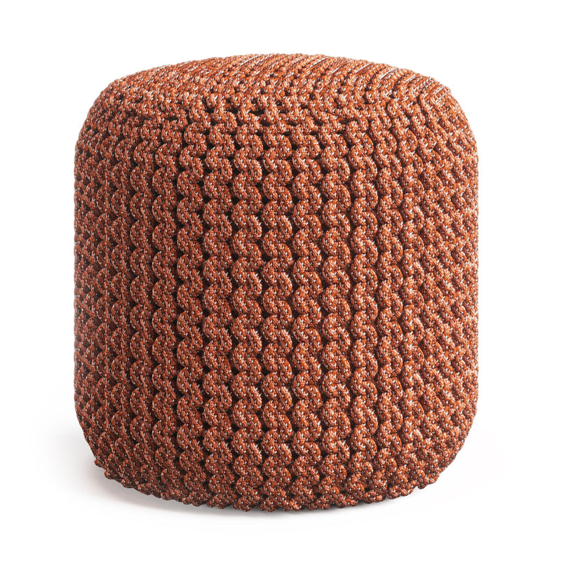 Wynne - Round Knitted Outdoor / Indoor Pouf - Orange - R&R Furniture Gallery (Fountain Valley, CA)
