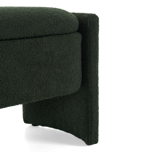 Elegant Long Shaped Storage Ottoman Bench, Boucle Material, Simple And Grand Design - Dark Green - R&R Furniture Gallery (Fountain Valley, CA)