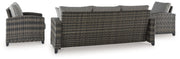 Oasis Court - Sofa, Chairs, Table Set (Set of 4) - Gray - R&R Furniture Gallery (Fountain Valley, CA)