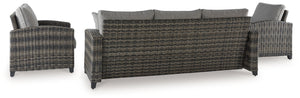 Oasis Court - Sofa, Chairs, Table Set (Set of 4) - Gray - R&R Furniture Gallery (Fountain Valley, CA)