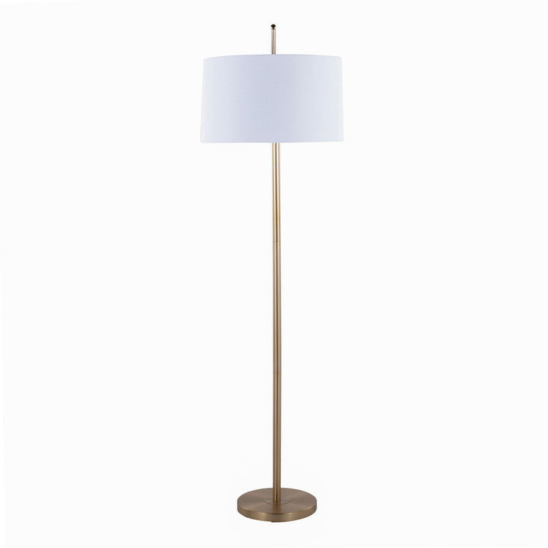 Lumi Source Casper contemporary floor lamp with sleek metal stand and round fabric shade, modern lighting for living room decor.