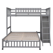 DreamHaus bunk bed with six drawers, flexible shelves, and a bottom bed on wheels, designed for versatile space-saving sleeping solutions.