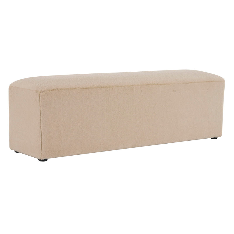 Long Plush Ottoman, Simple Footstool And Seat For Home Use - Almond - R&R Furniture Gallery (Fountain Valley, CA)