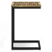 Simpli-Home Davisville C side table in natural wood finish, showcasing a sleek modern design perfect for living room decor.