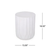 Antique white outdoor end table with scallop edge from Noble House, showcasing a stylish design perfect for patio or garden use.