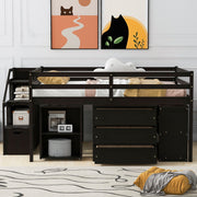 Loft Bed With Retractable Writing Desk And 3 Drawers With Storage Stairs And Shelves - R&R Furniture Gallery (Fountain Valley, CA)