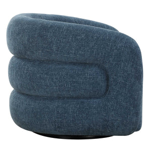 Junie - Swivel Barrel Chair - Blue