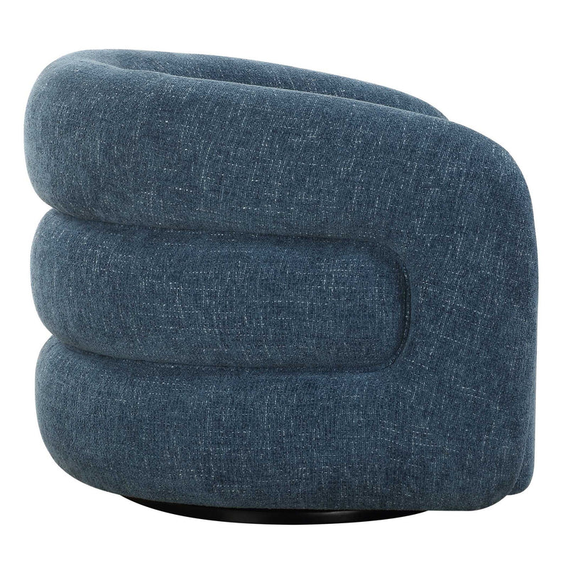 Junie - Swivel Barrel Chair - Blue