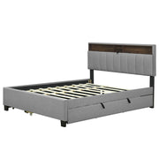 Upholstered Platform Bed With Storage Headboard, Trundle & 2 Drawers And A Set Of Sockets & USB Ports - R&R Furniture Gallery (Fountain Valley, CA)