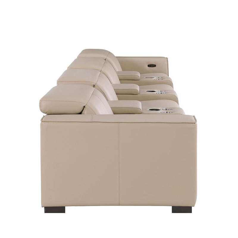 1208 - 7 Piece Leather Sofa With 4 Power Recliners And Power Headrests