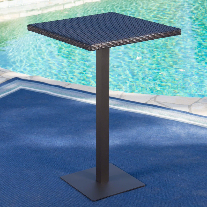 Outdoor Square Rattan Bar Table With Iron Frame - Multi Brown - R&R Furniture Gallery (Fountain Valley, CA)