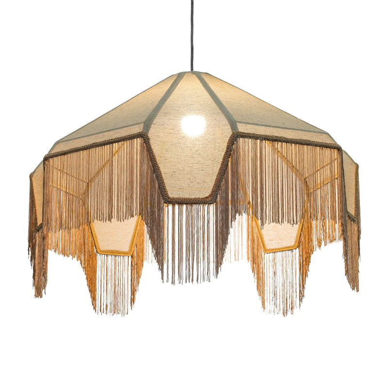 Buchanan - Fabric Fringed Angled Pendant Light - Natural - R&R Furniture Gallery (Fountain Valley, CA)
