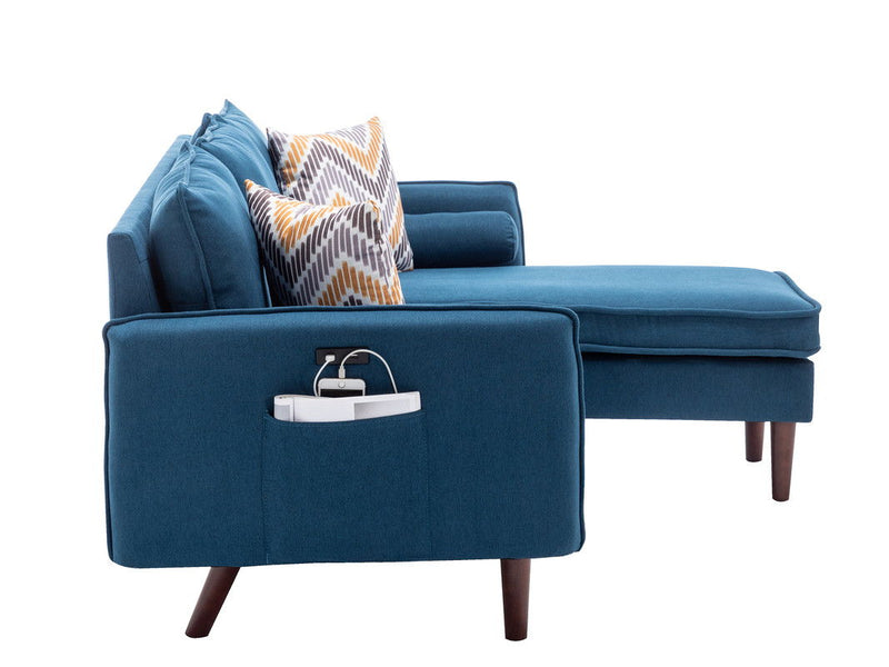 Mia - Sectional Sofa Chaise With USB Charger And Pillows - R&R Furniture Gallery (Fountain Valley, CA)