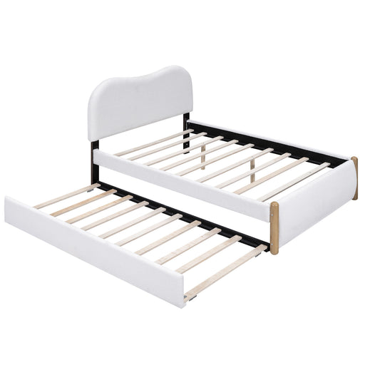 Upholstered Platform Bed With Wood Supporting Feet And Trundle - R&R Furniture Gallery (Fountain Valley, CA)