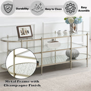 Zaba - TV Stand - Glass Top & Champagne - R&R Furniture Gallery (Fountain Valley, CA)